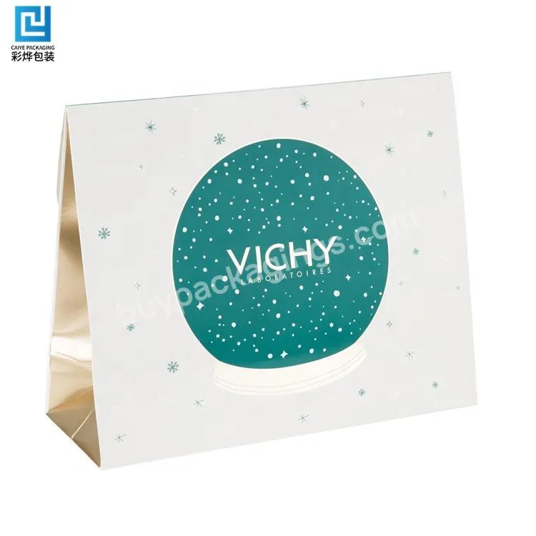 Caiye High Quality Customised White Paper Bag Luxury Gift Packaging Folding Shopping Bags With Logo