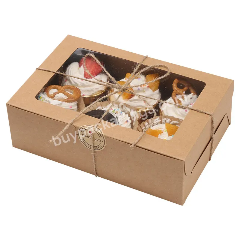 Cake Box For Bakery Cake Cupcake Packaging Clear Windows Paper Boxes Food Custom Recycle Kraft Paper With Plastic Eco-friendly