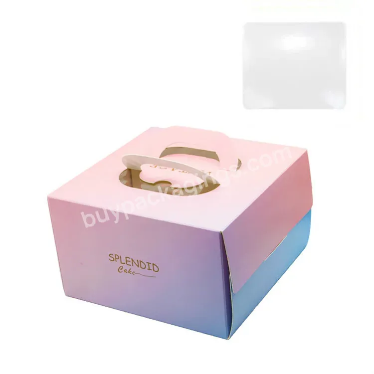 Cake Packaging With Handle 12x12x6cm Clear Transparent Wedding Paper Cake Boxes With Window Cake Box