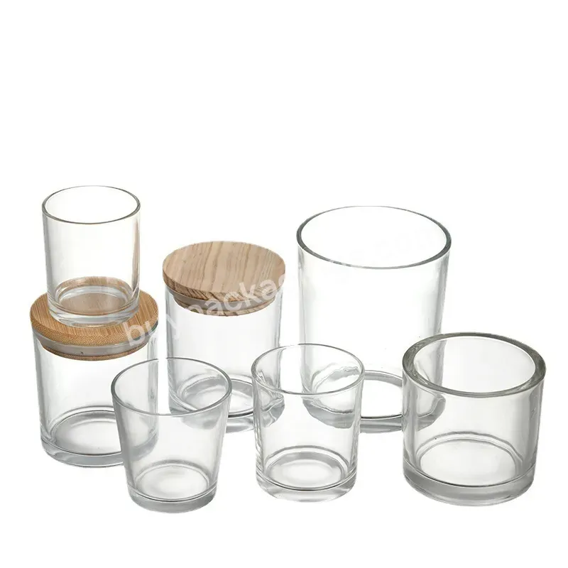 Candle Glass Jars With Wooden Bamboo Lids For Candle Jar Storage Bottle Cup