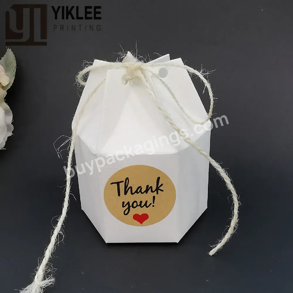 Candy Chocolate Wedding Party Christmas White Package Box With Twine Gift Packing Wrap Paper Gift Boxes Lantern Hexagon Kraft