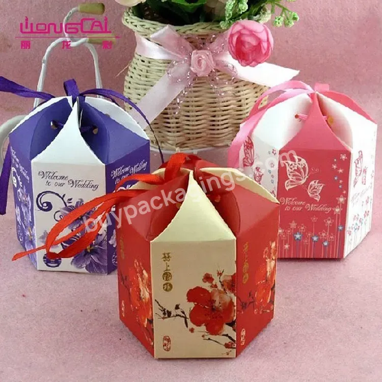 Candy Packaging Box Gift Box Wedding Favor Small Art Paper Uv Coating Varnishing Embossing Stamping Accept Matt Lamination