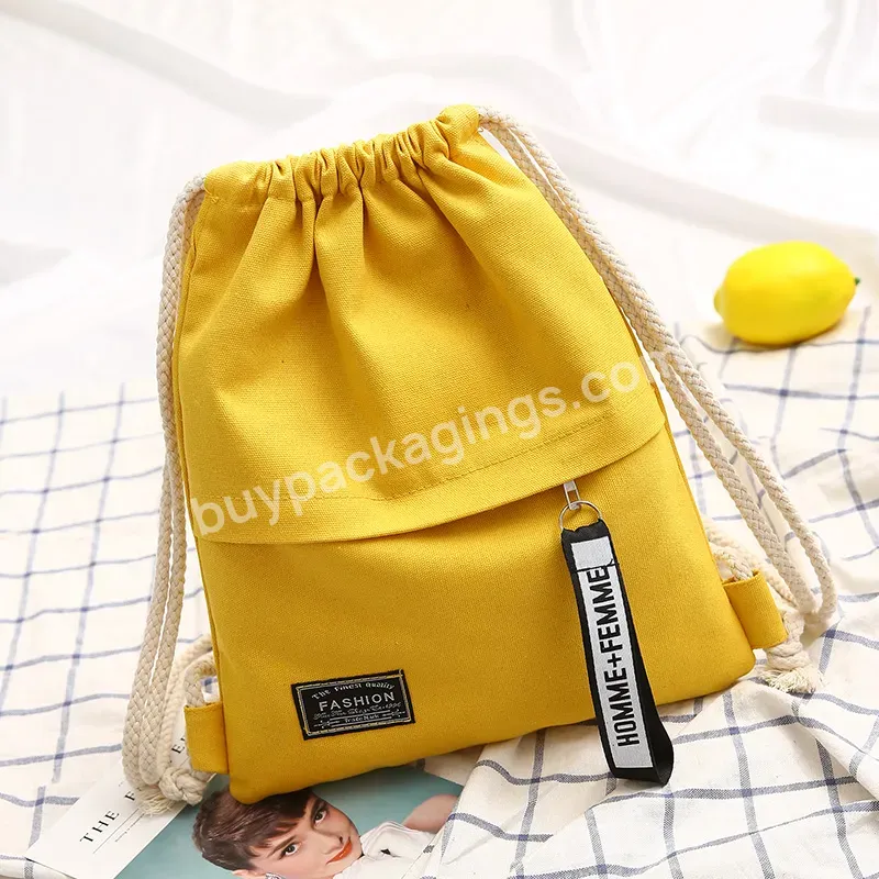 Canvas Drawstring Backpack For Shopping And Gym,Cotton Canvas String Backpack Drawstring Cotton Pouch Bag