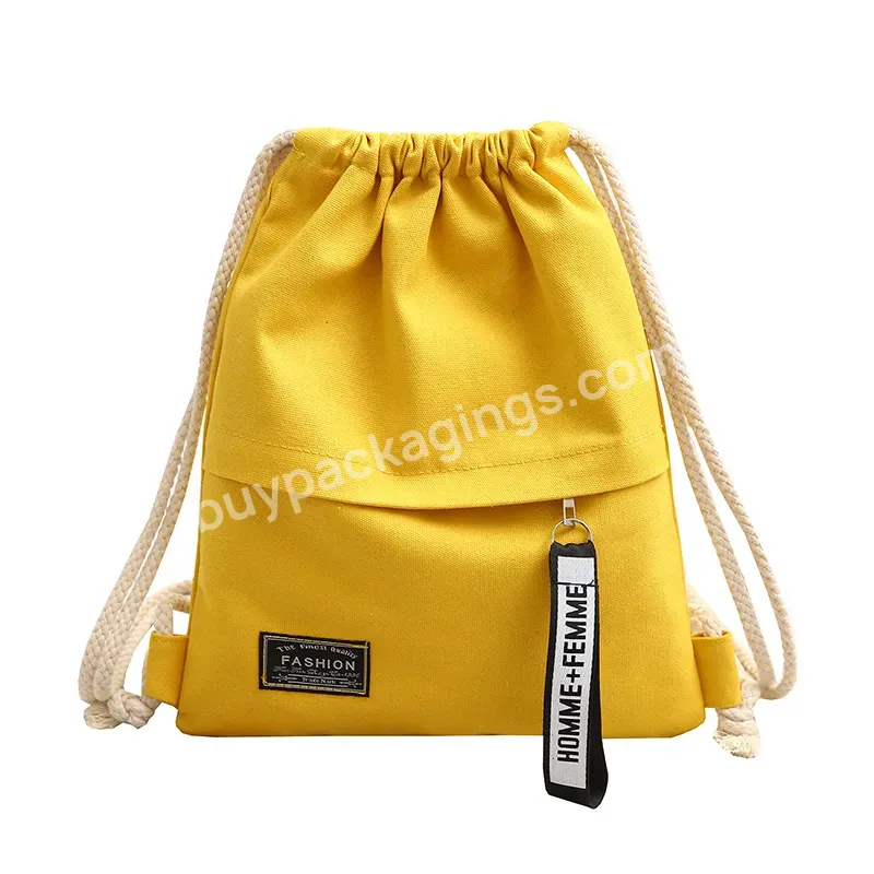 Canvas Drawstring Backpack For Shopping And Gym,Cotton Canvas String Backpack Drawstring Cotton Pouch Bag