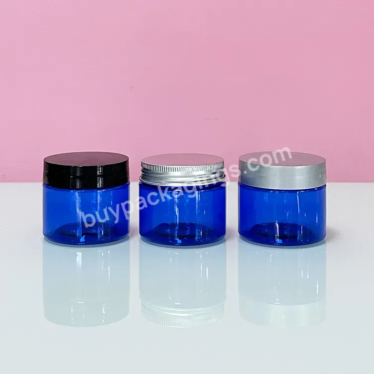 Cap Food Grade Empty Jars For 30g50g80g100g150g And Creams Cosmetics Jar Pet Plastic With Blue Round Shape