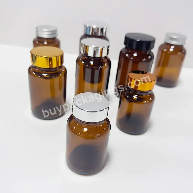 Capsule Container Supplements 60ml 100ml 150ml 200ml 300ml 500ml Glass Amber Bottle Medical Pill Bottles