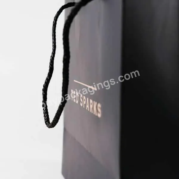 Cardboard Black Paper Bag Custom Printed Logo Shopping Paper Bags Luxury Clothing Packaging Gift Carrier Bag
