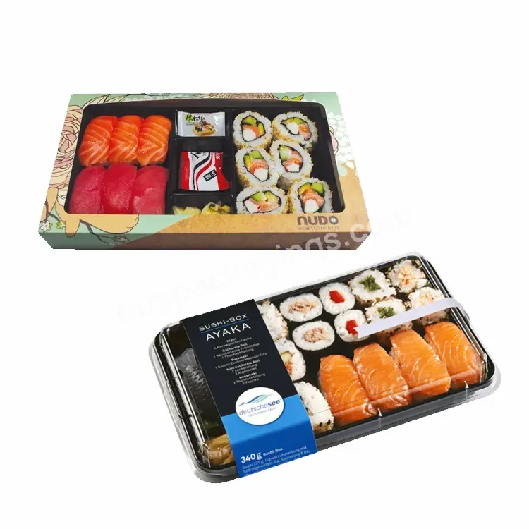 Cardboard Food Takeout Square Containers Carry Out Sushi Packaging Packing Roll Nori Restaurant Togo Sushi Box With Pla Window