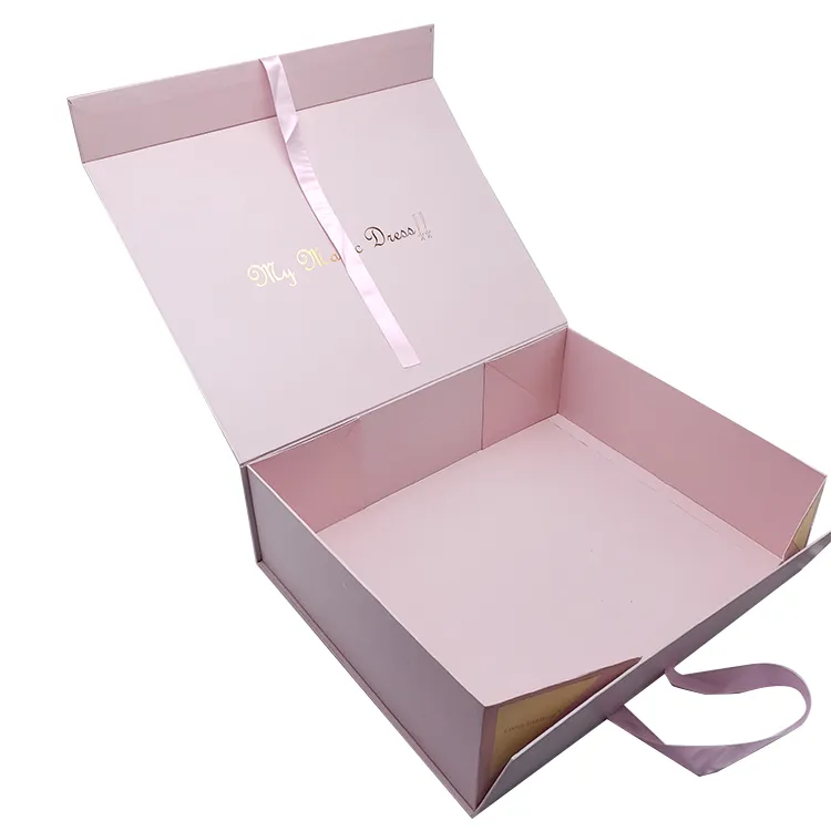 cardboard packaging with ribbon pink gift box