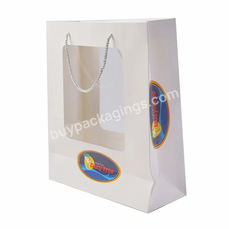 Cardboard Paper Bag Custom Printed Logo Shopping Paper Bags With Clear Window Luxury Clothing Packaging Gift Carrier Bag
