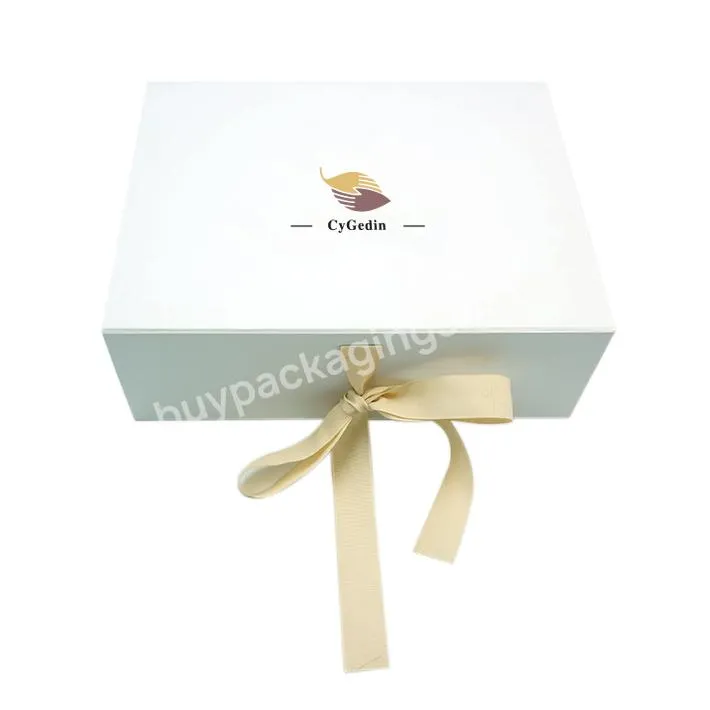 Cardboard Paper Packaging Box for Baby Set with Ribbon Custom Infant's Clothing Shoes White Coated Paper Cygedin41 Cygedin