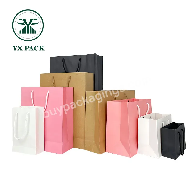 Carrier Bags Durable Shopping Black Paper Bags With Your Own Logo With Cotton Rope Handles