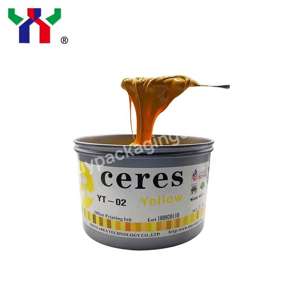 Ceres High Quality Yt-02 Eco-friendly Sheet-fed Soya Offset Printing Ink Yellow,1kg/can