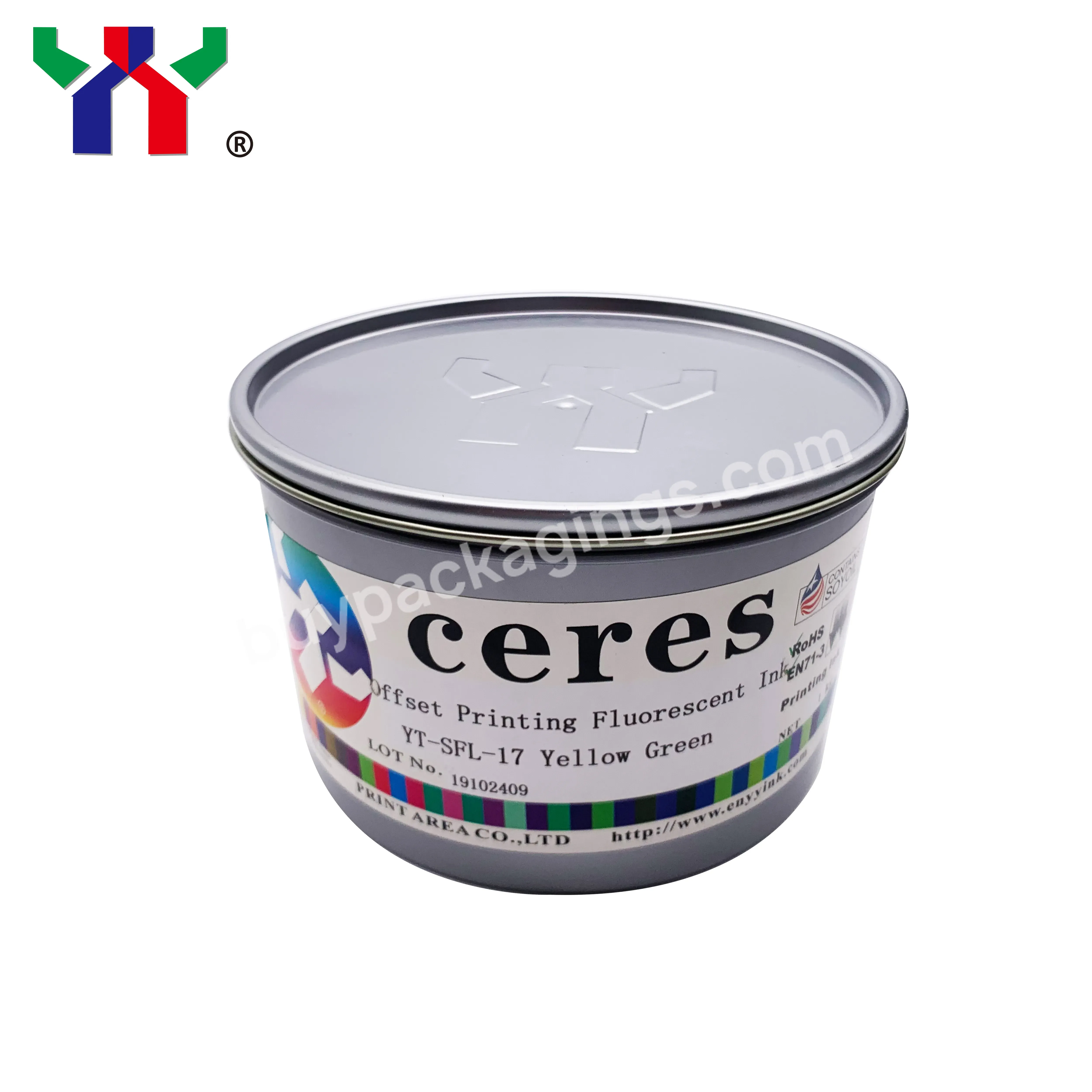 Ceres Offset Printing Fluorescent Ink,Air Dry Yt Sfi-17 Yellow Green,1 Kg/can
