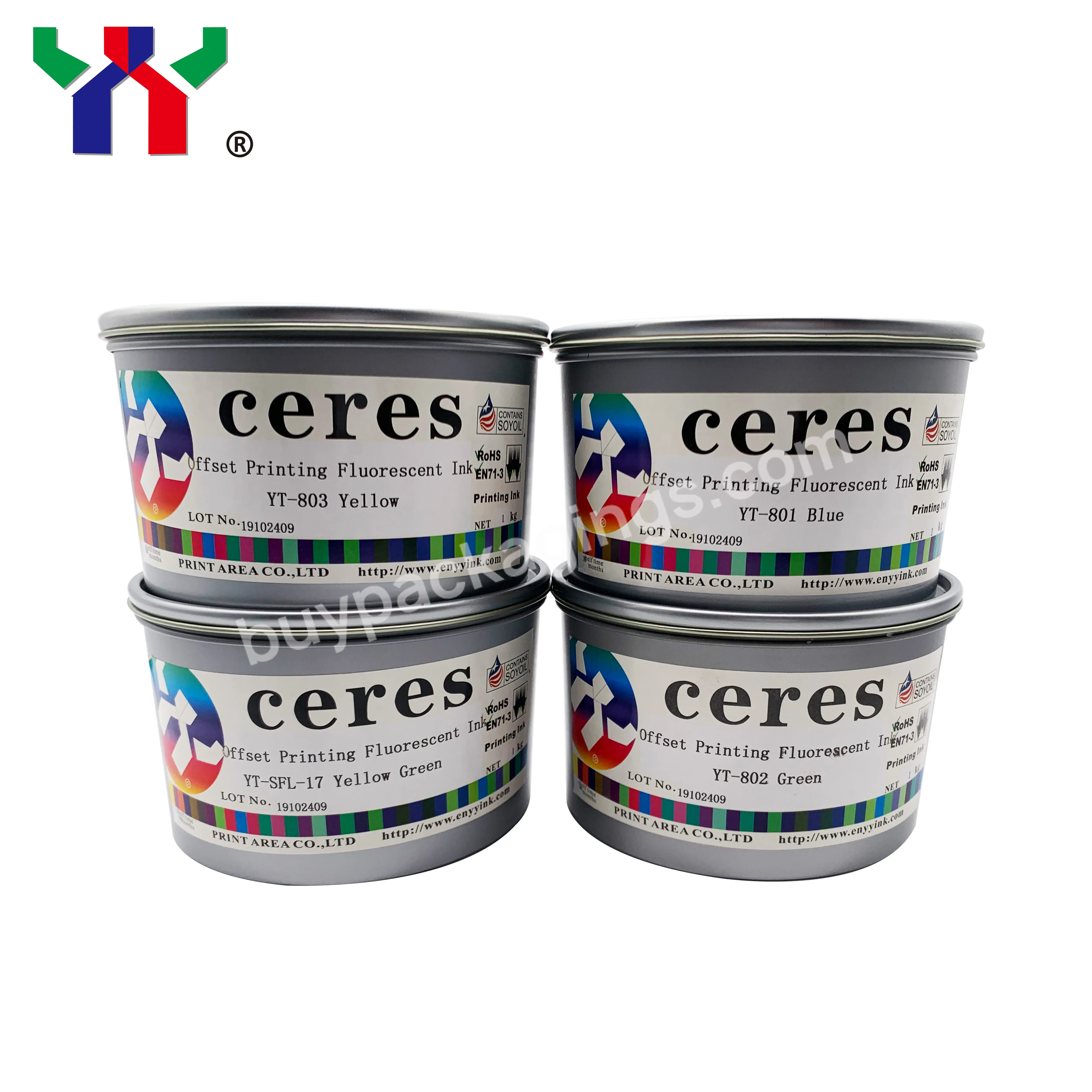Ceres Offset Printing Fluorescent Ink,Air Dry Yt Sfi-17 Yellow Green,1 Kg/can