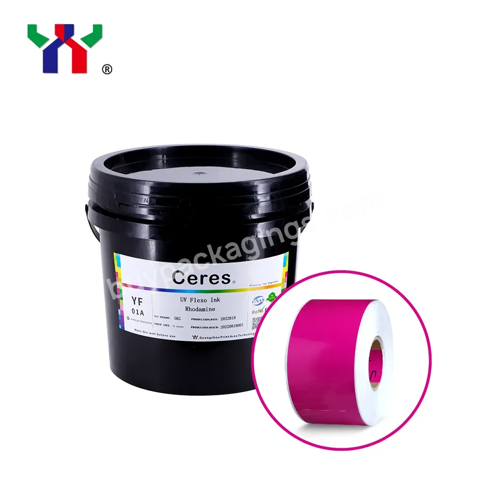 Ceres Rhodamine Red Uv Flexo Ink For Label Printing 072c Blue Color Package 5kg/can