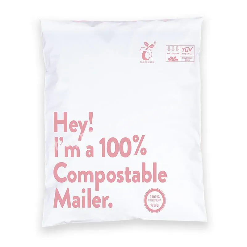 Cheap 100% Compostable Pbat + Pla + Corn Starch Material Mailer Polymailer Mailing Bags Shipping Mailer Custom Logo Package Post