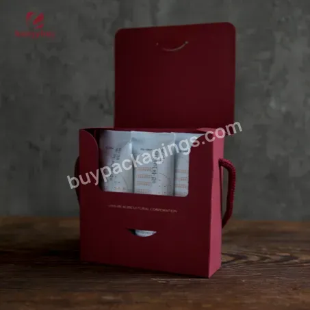 Cheap Custom Paper Box Printing Logo With Ribbon Handle 2 Pcs/3 Pcs Skin Care/essential Oil For Cosmetic Gift Box