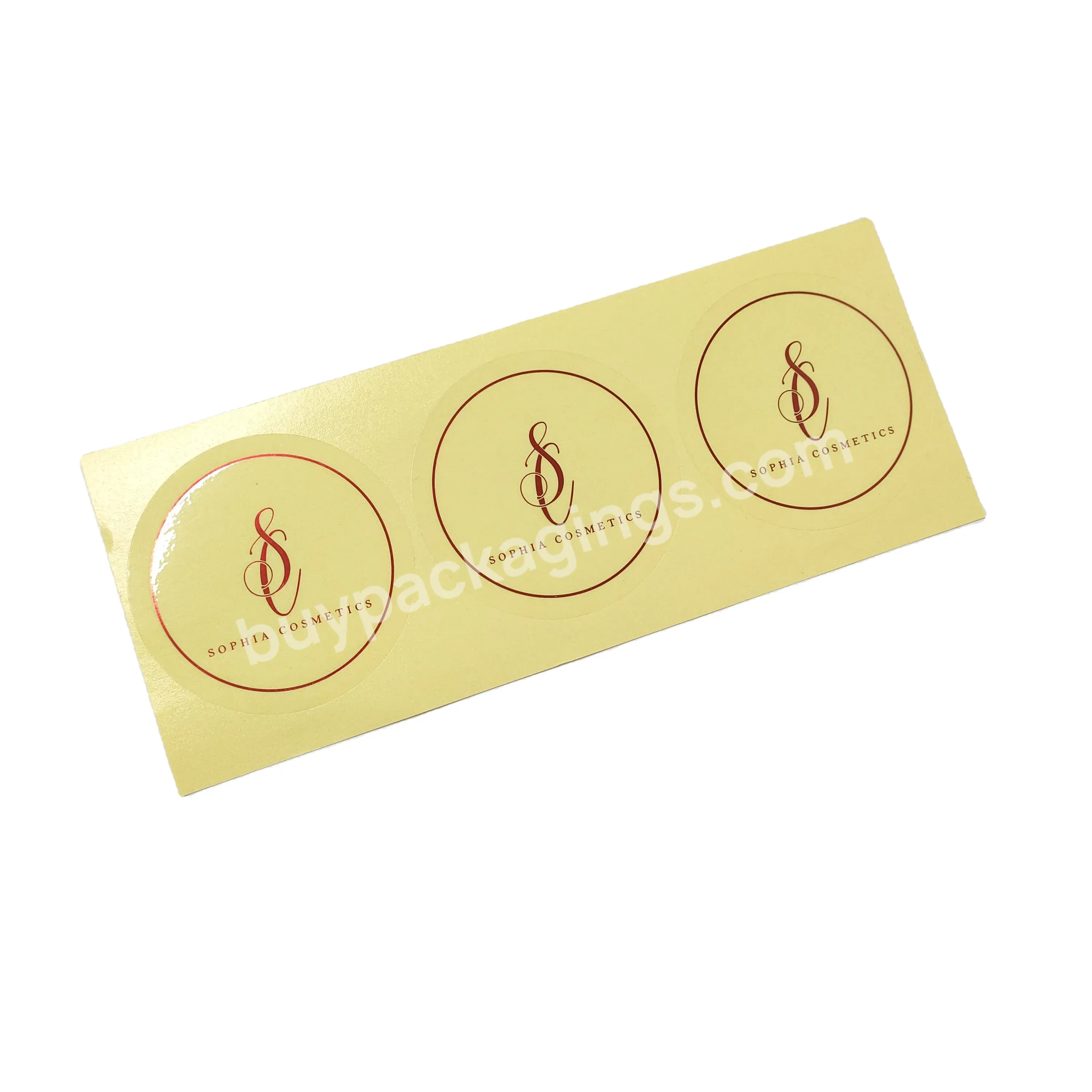 Cheap Custom Printing Transparent Sticker With Red Gold Foil