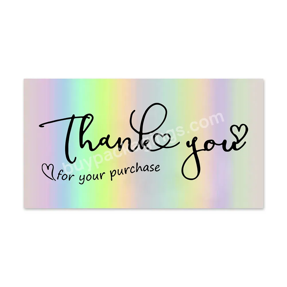 Cheap Custom Thank You Card For Businesses Rainbow Laser Greeting Card With Logo Thank You Card