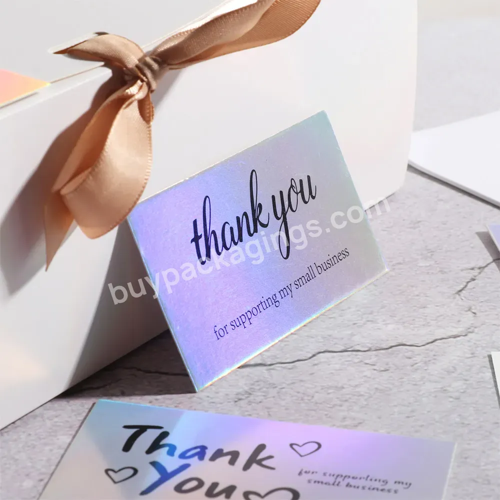 Cheap Custom Thank You Card For Businesses Rainbow Laser Greeting Card With Logo Thank You Card