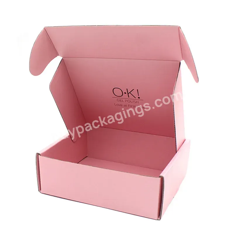 Cheap Customized Recycled Cardboard Boxes Pink Logo Printed Corrugated Clothing Mailer Shipping Packaging E Commerce Box