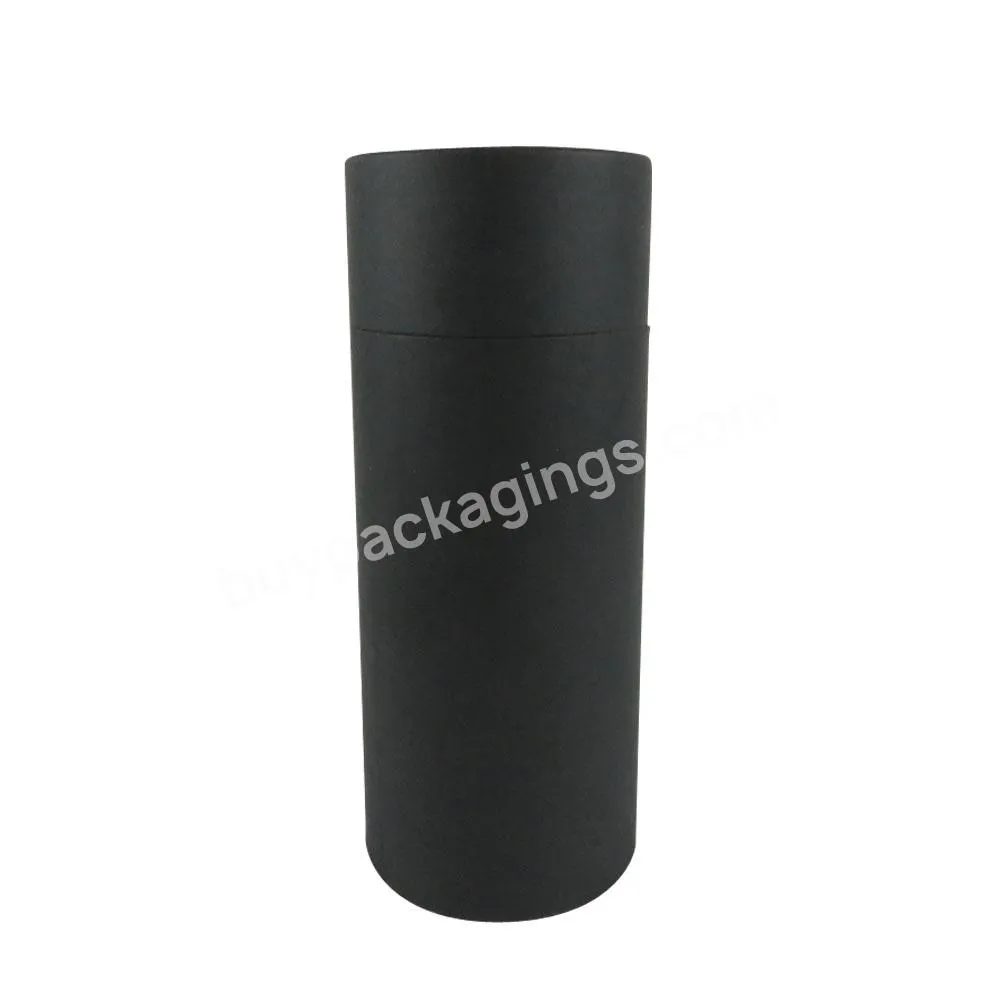 cheap cylinder cardboard box separated lid supplier black kraft paper tube for glass candle packaging