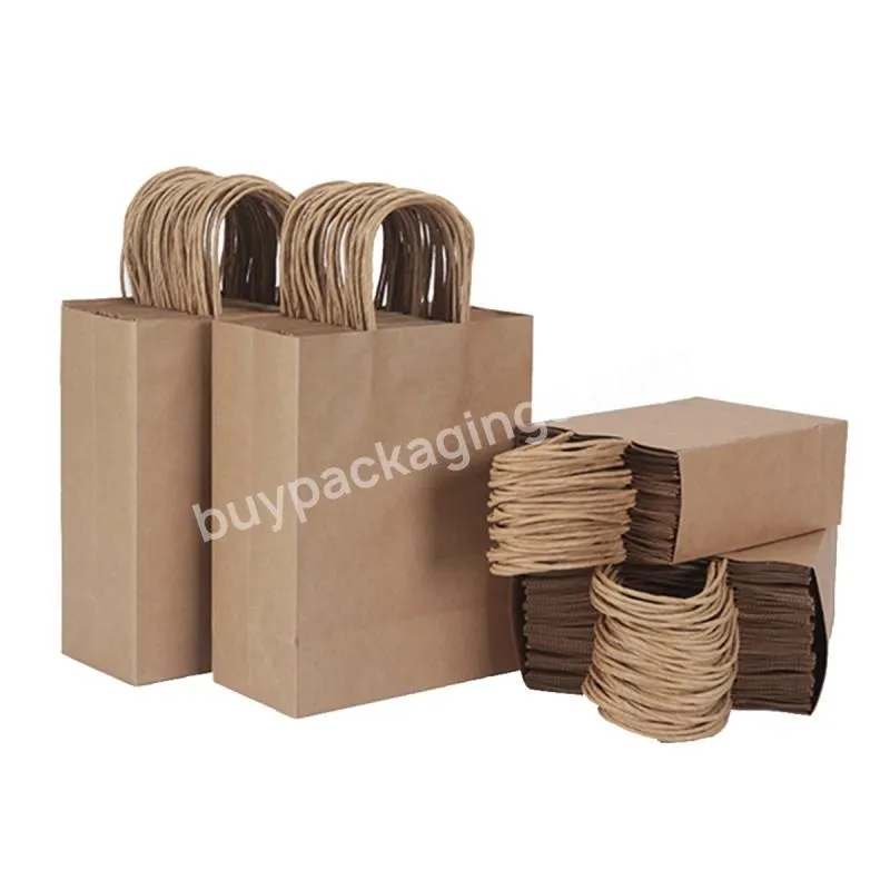 Cheap Degradable Small BrownWhite Kraft Paper Gift packaging Bags With Twisted Handles