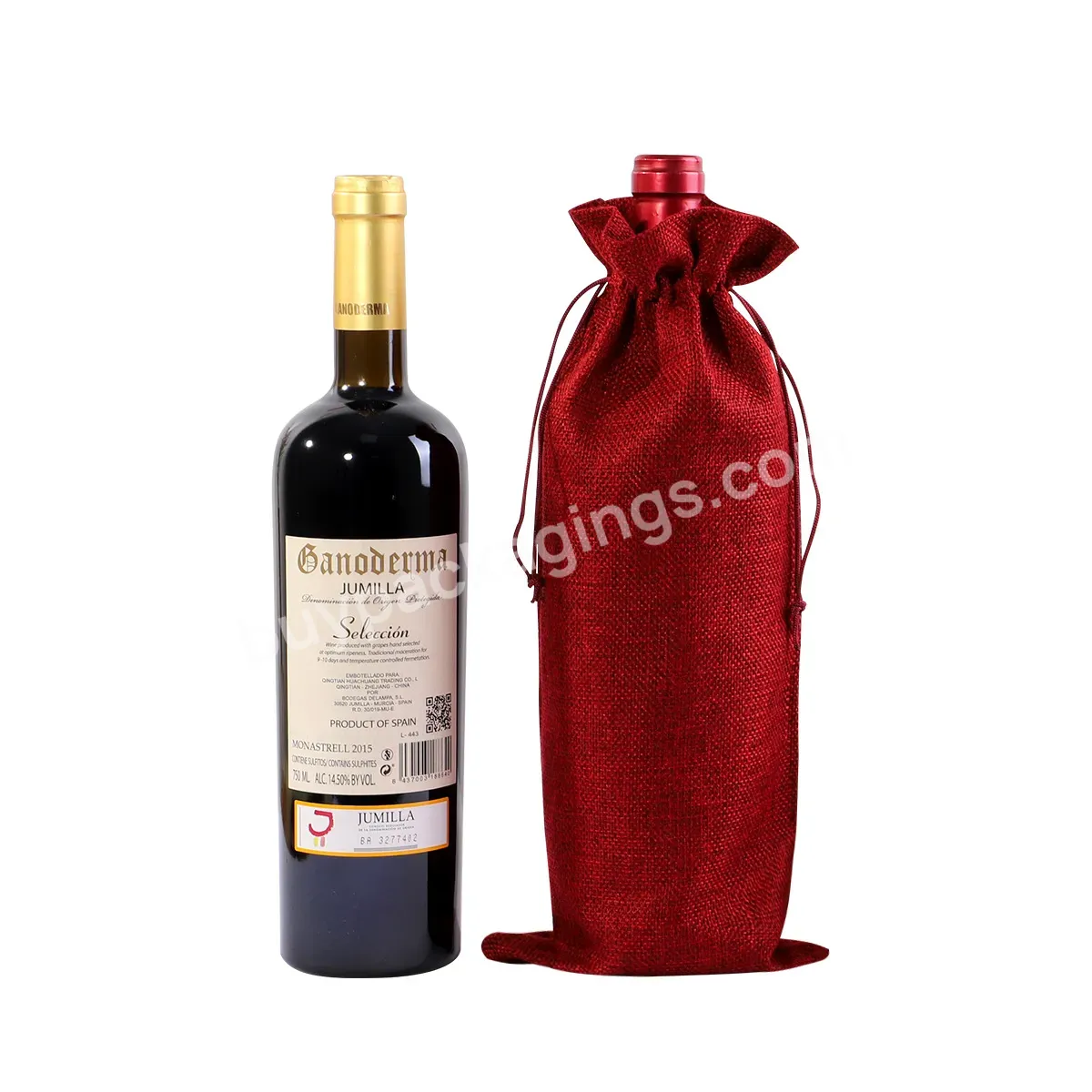 Cheap Eco Friendly Custom Logo Single Bottle Wine Packaging Burlap Cotton Jute Linen Wine Bag Natural Fabric Drawstring Bag