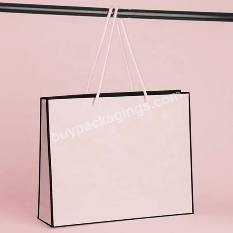 Cheap eco friendly glossy laminated custom logo print cardboard jewelry pink paper bag paper bag print shopping paper bag