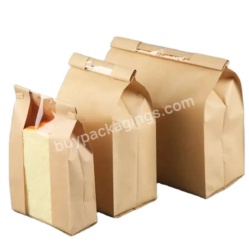 Cheap Eco-friendly Oil Proof Food Small Bakery Donuts Toasted Bread Transparent Kraft Bread Glass Window Paper Bag