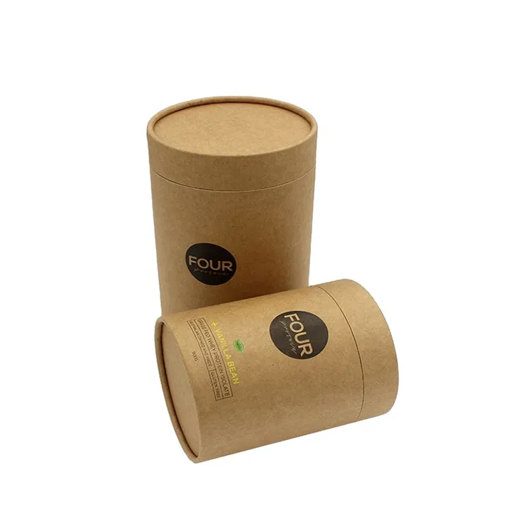 Cheap Factory FoodCandleCosmeticBottle Kraft Paper Tube Packaging Paper Tube Box with Gold Stamping