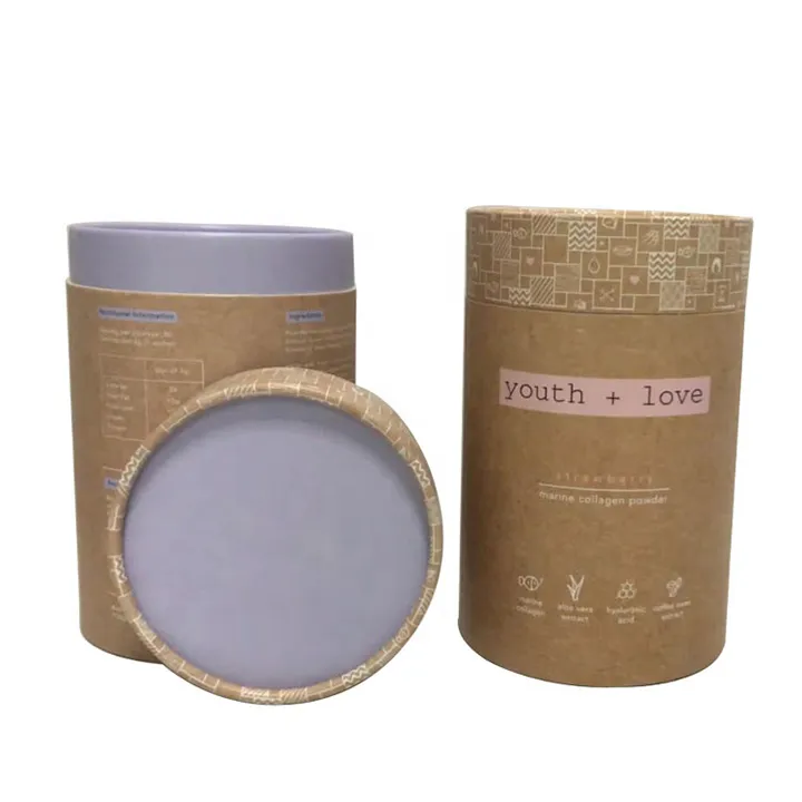 Cheap Factory FoodCandleCosmeticBottle Kraft Paper Tube Packaging Paper Tube Box with Gold Stamping