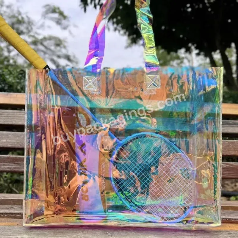 Cheap Factory Wholesale Colorful Holographic Laser Transparent Pvc Tpu Plastic Clear Tote Bags