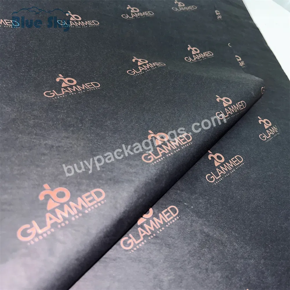 Cheap Factory Wholesale Custom Black 17g Tissue Paper With Rose Gold Logo