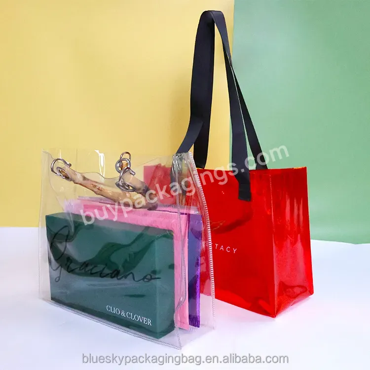 Cheap Factory Wholesale Personalized Logo Fashion Cosmetics Waterproof Tote Bag Pvc Laser Bag