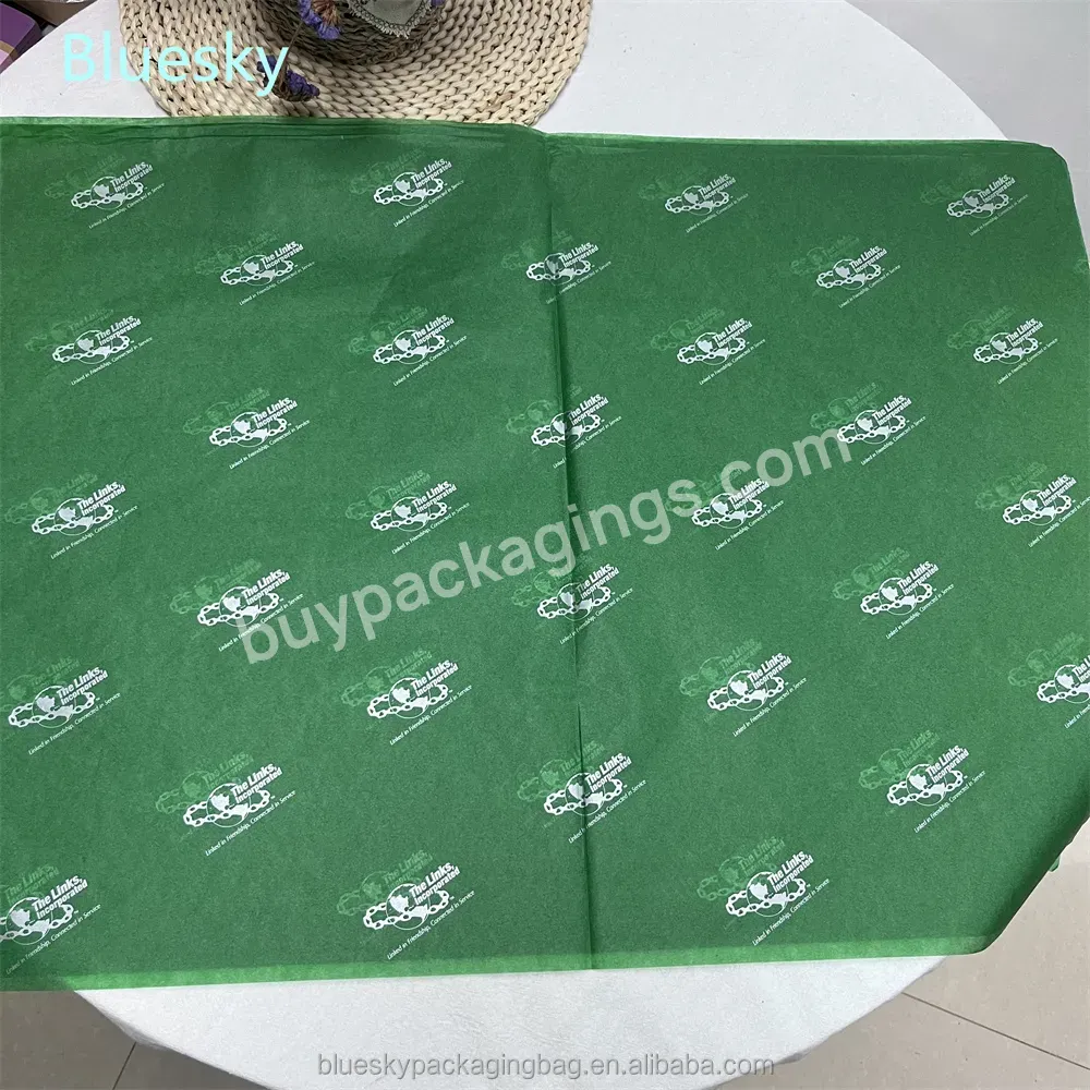 Cheap Factory Wholesale Recycled Green 17g Paper Packaging Wrapping Tissue Paper With White Logo - Buy Custom Tissue Paper,Tissue Paper Packaging,Custom Logo Tissue Paper.