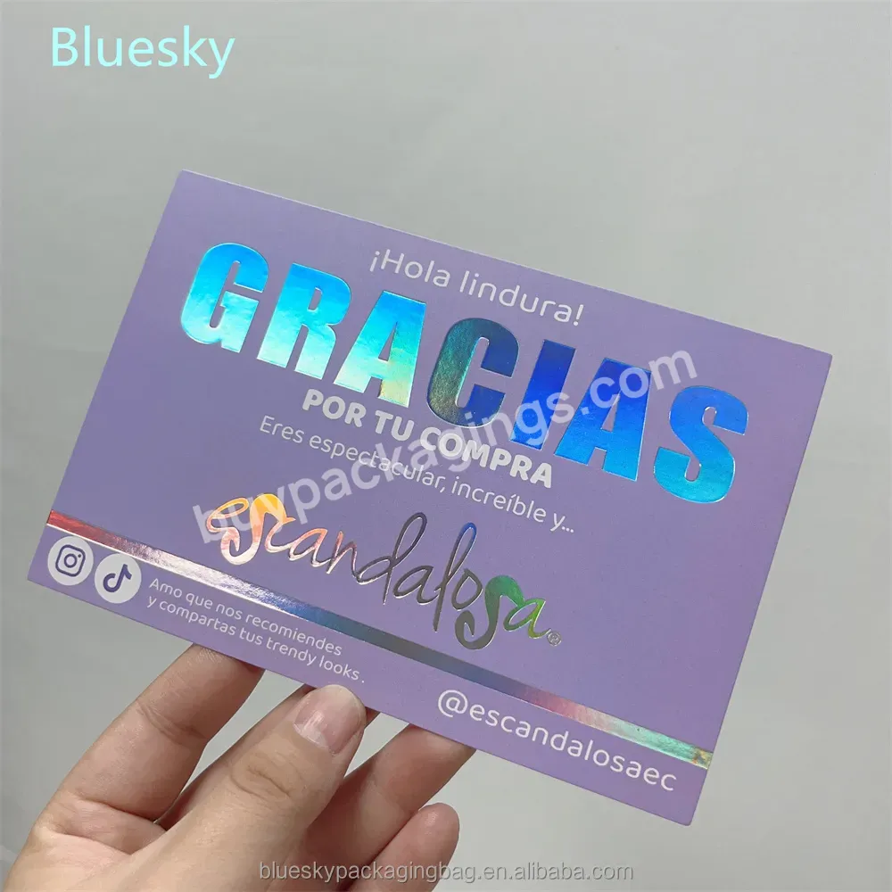 Cheap Factory Wholesale Thank You Card Recycled Paper Blue Holographic Business Card Printing Paper