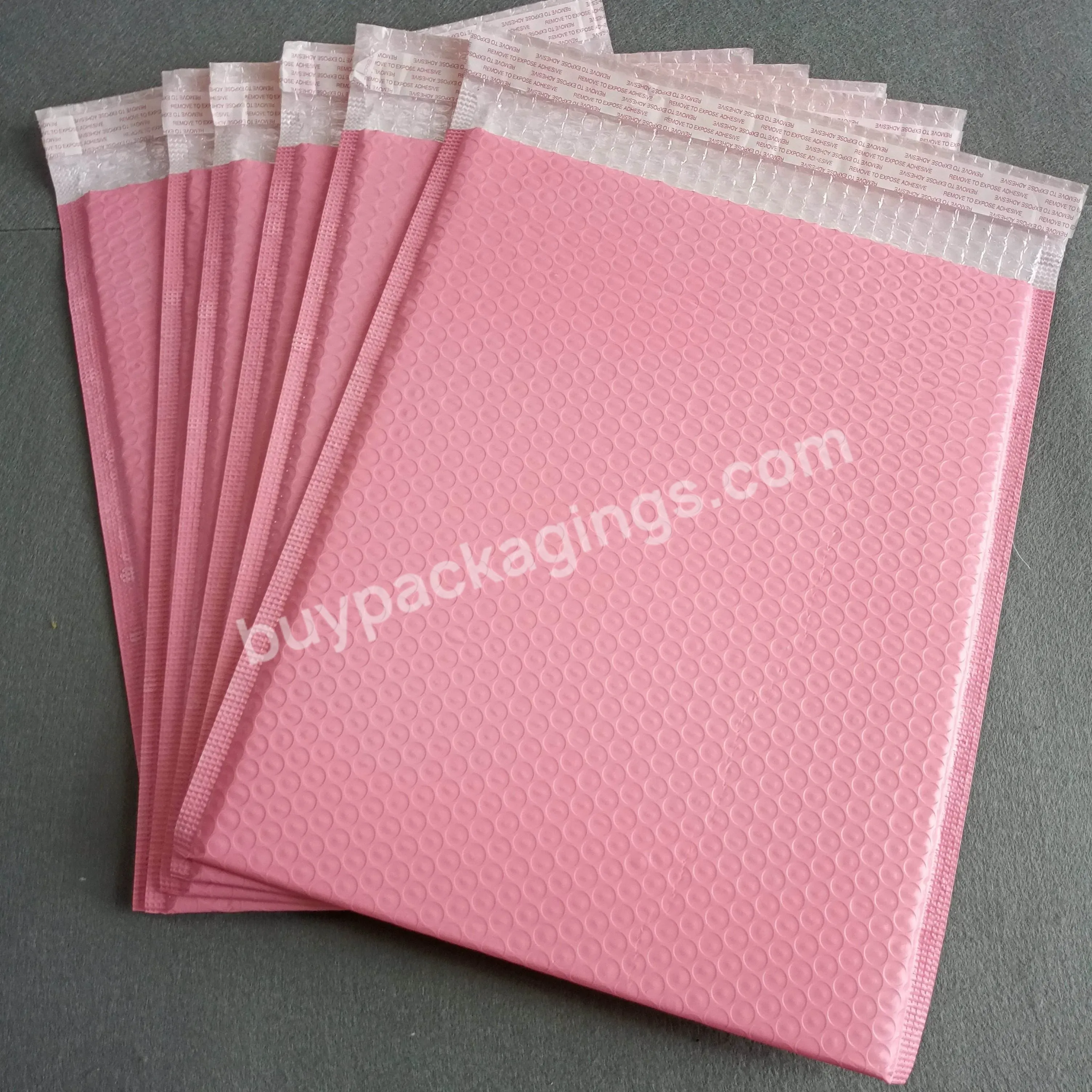 Cheap Personalized Logo Custom Print Pink Self Seal Mailing Shipping Packaging Bubble Bags