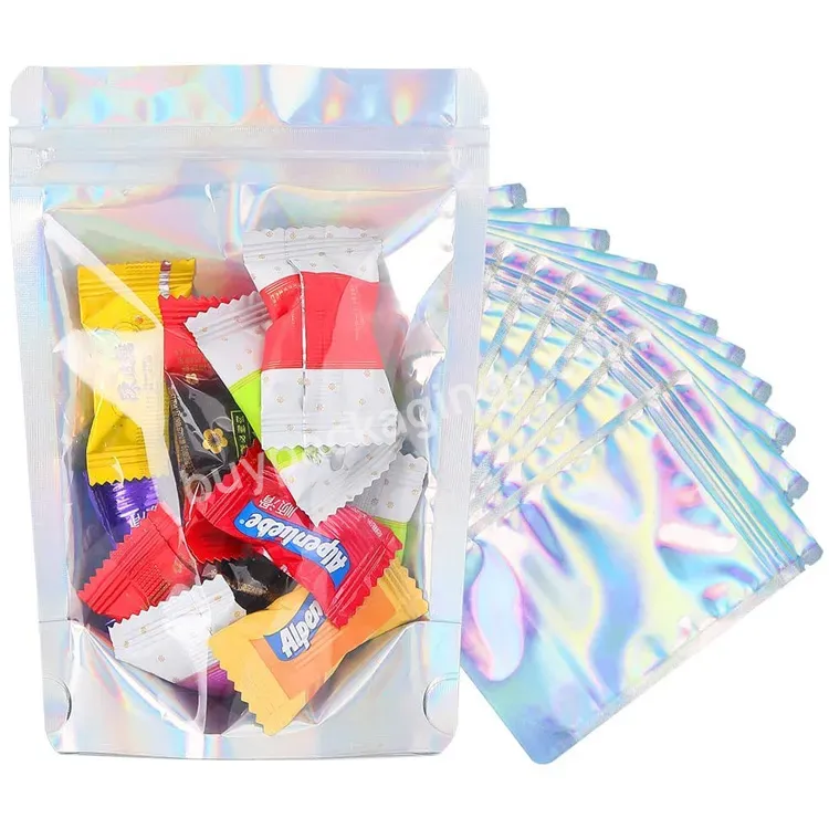 Cheap Price Blank 3 Heat Seal Clear Front Holographic Mylar Bag For Food Storage