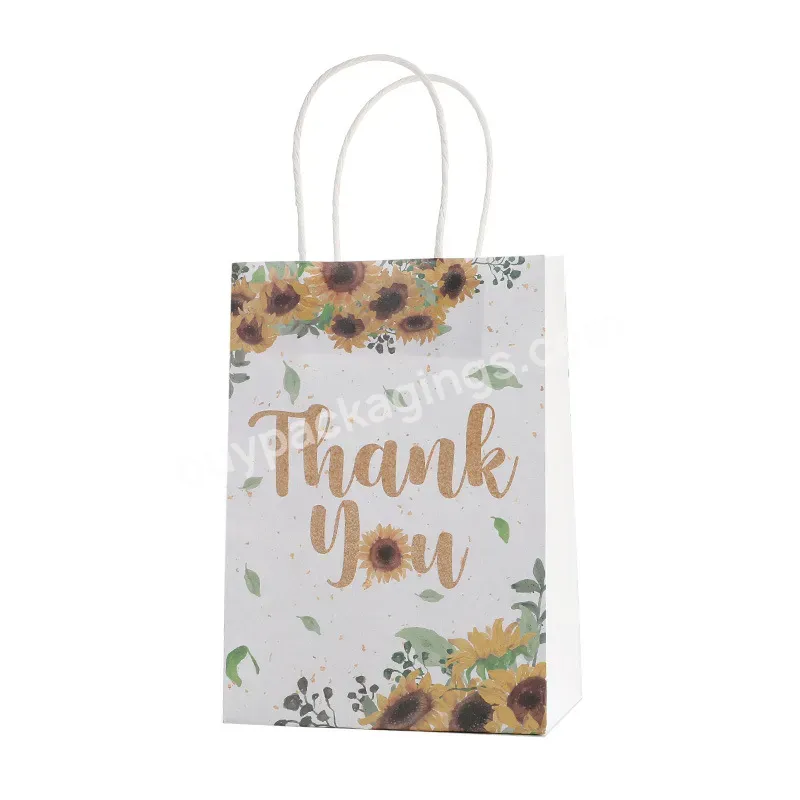 Cheap Price Custom Flower Thank You Paper Gift Bag With Logo