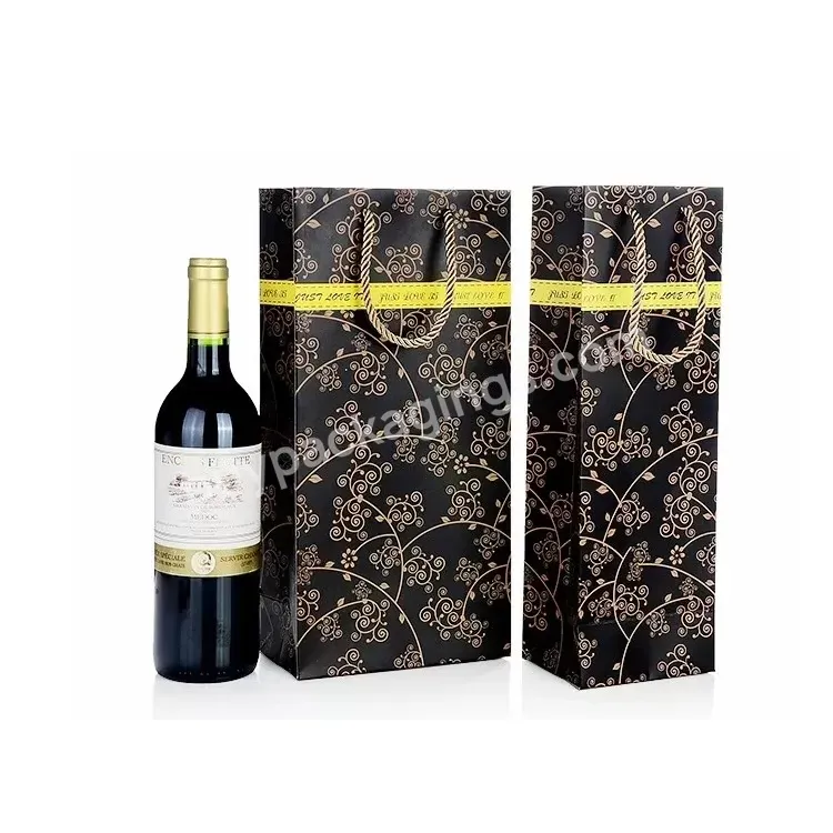 Cheap Price Custom Print Glossy Gift Carry Packaging Single Wine Bottle Art Paper Bag For Wine Packing