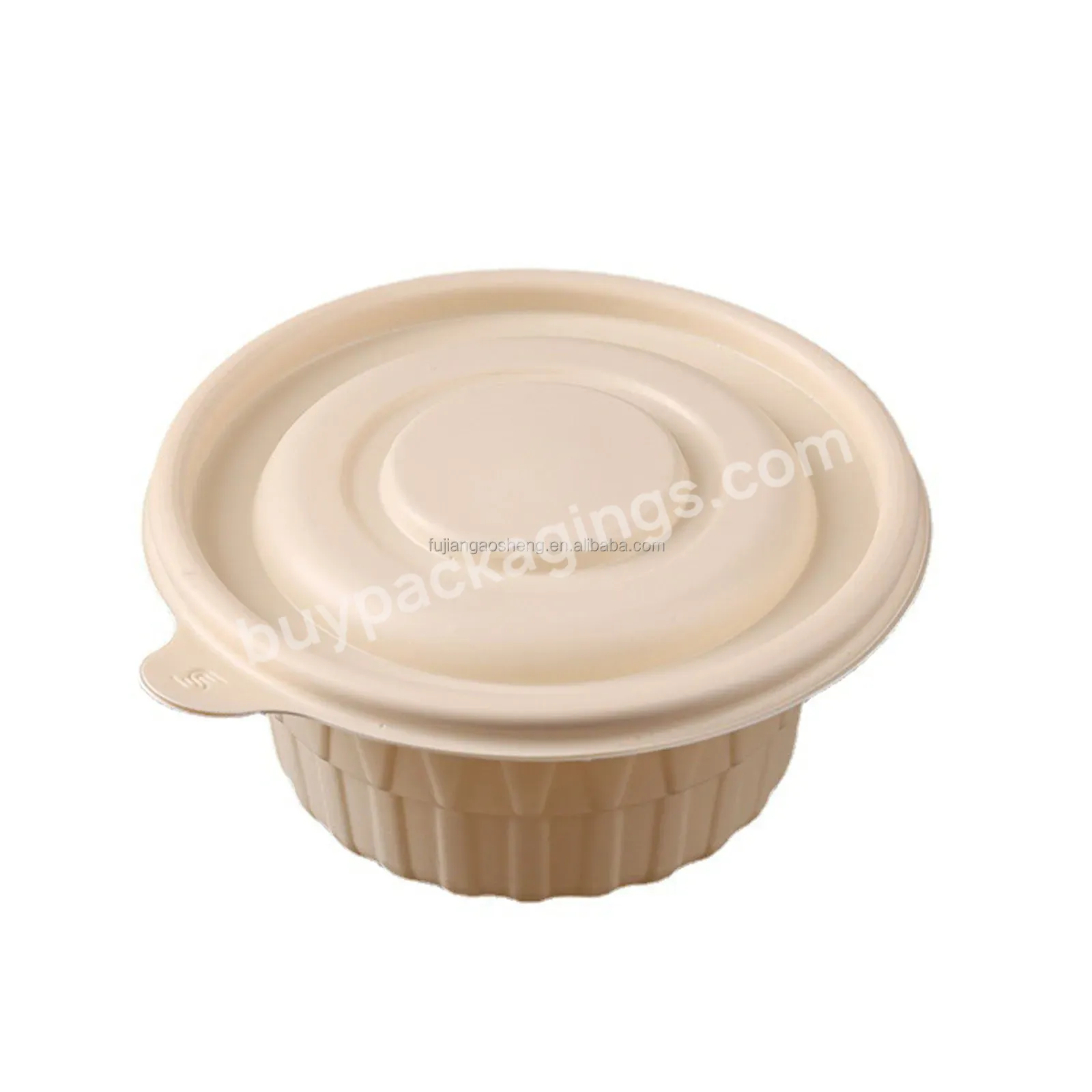 Cheap Price Food Grade The Takeout Packaging Round Box With Logo Disposable Corn Starch Degradable Round Bowl With Cover