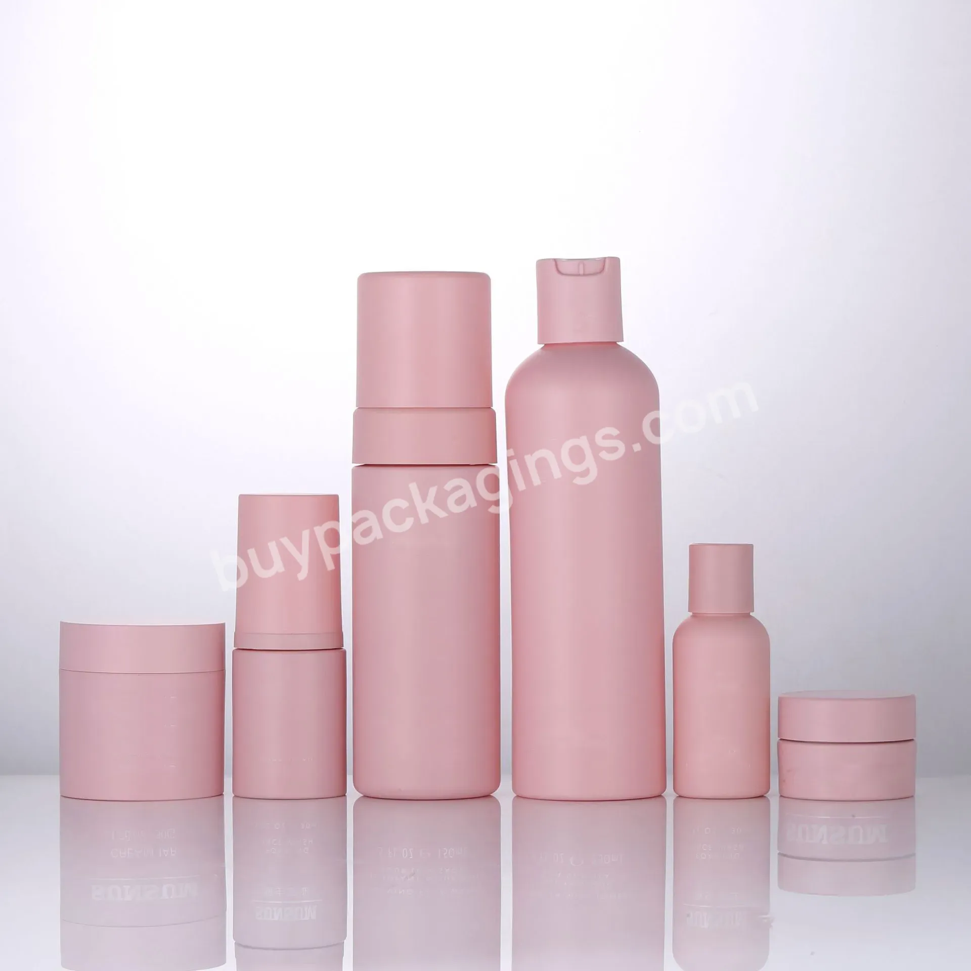 Cheap Price High Quality Custom Pink Empty Cosmetic Packaging Lotion Bottle Toner Bottle Cream Jar Skincare Packaging Set