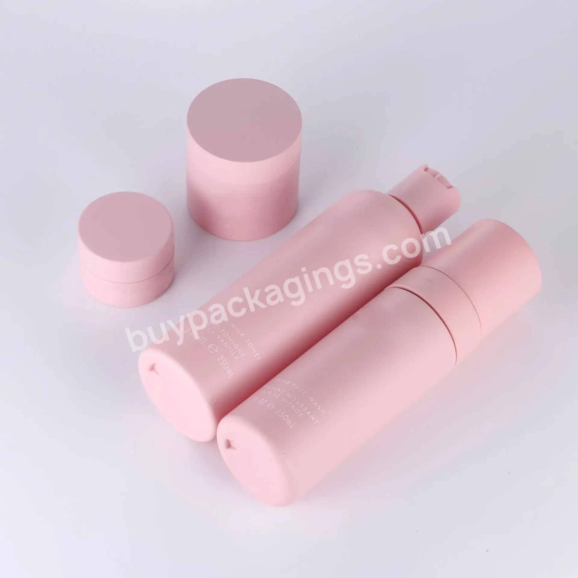 Cheap Price High Quality Custom Pink Empty Cosmetic Packaging Lotion Bottle Toner Bottle Cream Jar Skincare Packaging Set