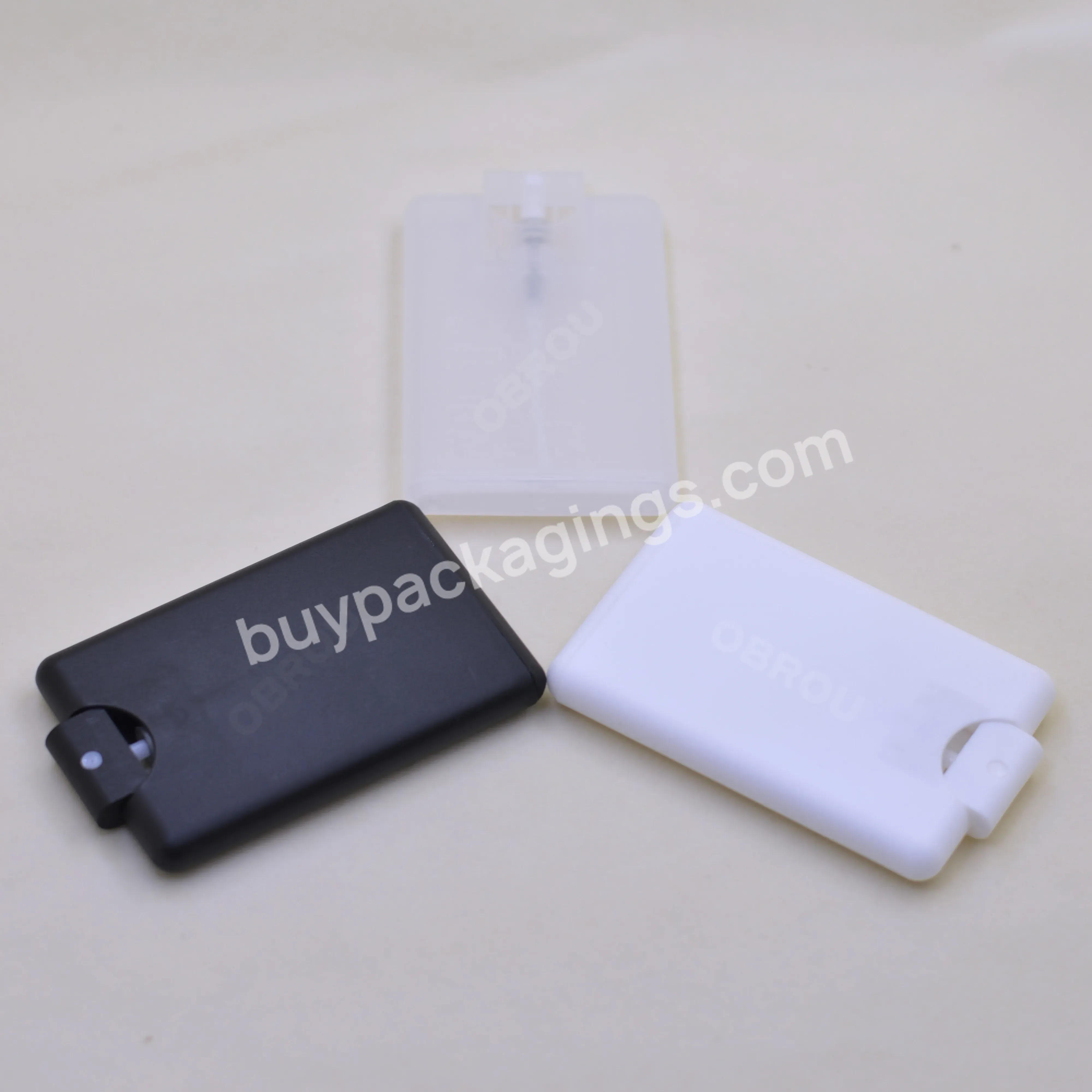 Cheap Price Pp Plastic Pocket Size 20ml White Black Translucent Empty Credit Card Perfume Bottle With Spray Cap