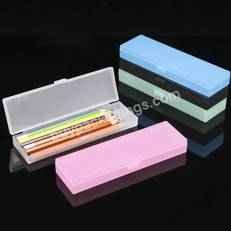 Cheap School Student Yellow Cover Plastic Pencil Case Stationary Accessories Clear Crayons Storage Plastic Snap Pen Box