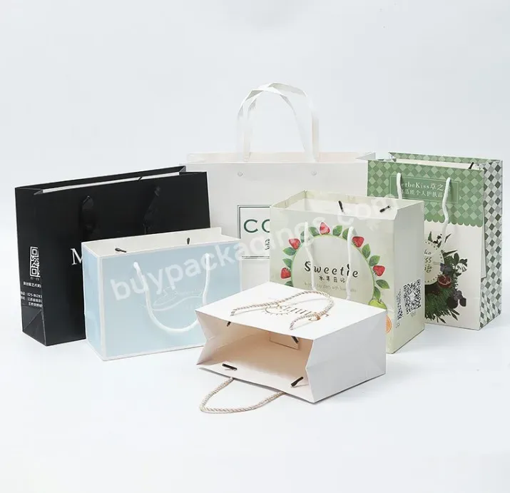 Cheap Sugar Packaging Paper Bag Promotional Logo Printed Shopping Small Gift Bags With Handles