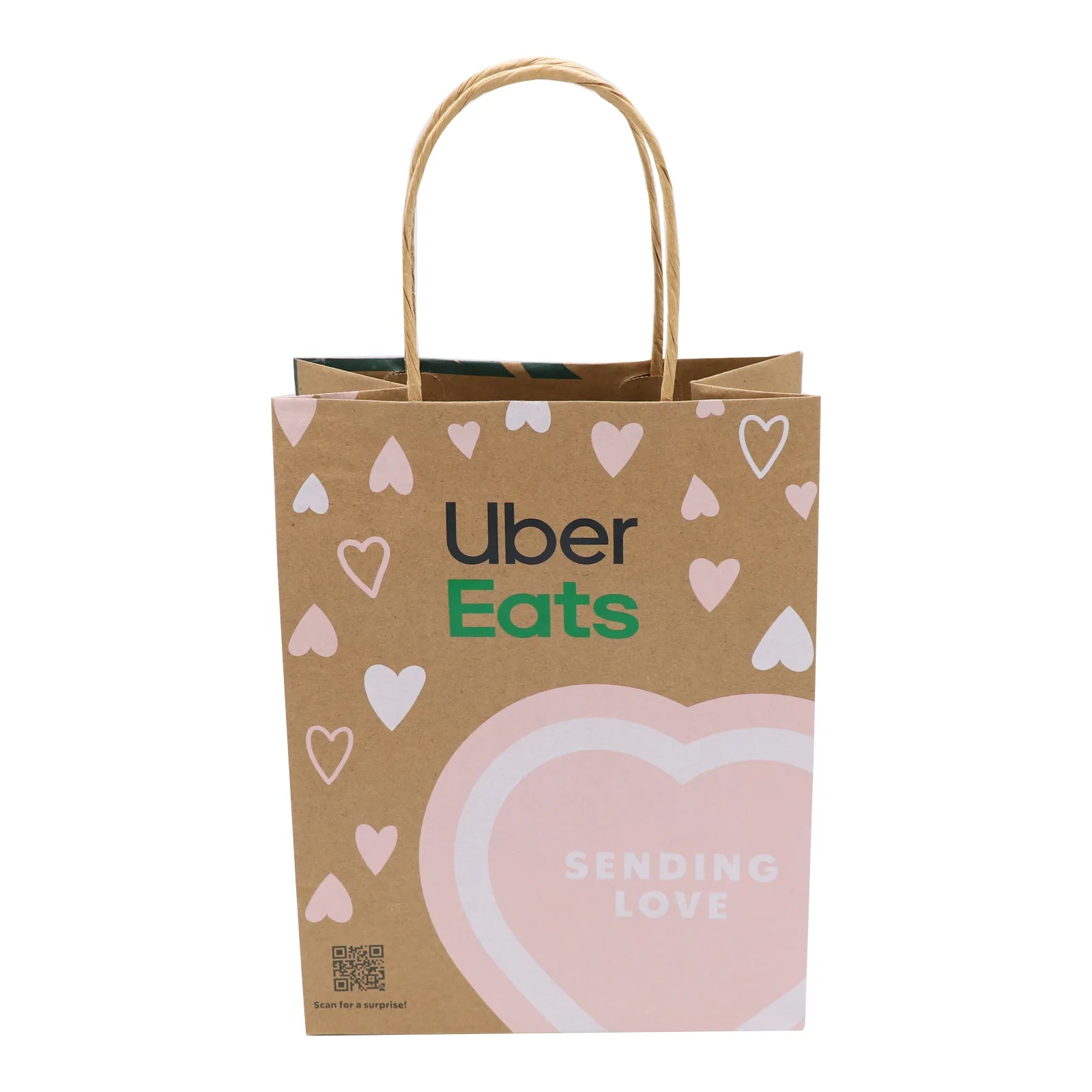 Cheap take out bag for food custom printed paper coffee bag with twist handle custom brown kraft paper bags