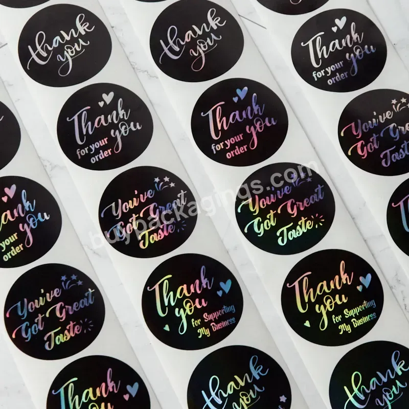 Cheap Thank You Order Sticker 1.5 Inch 500 Pcs Holographic Thanks Stickers For Supporting My Small Business